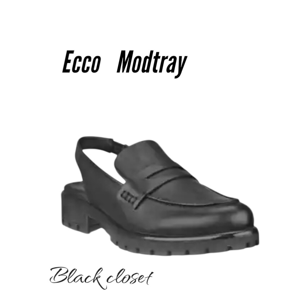 Ecco Black Leather Slingback Shoes